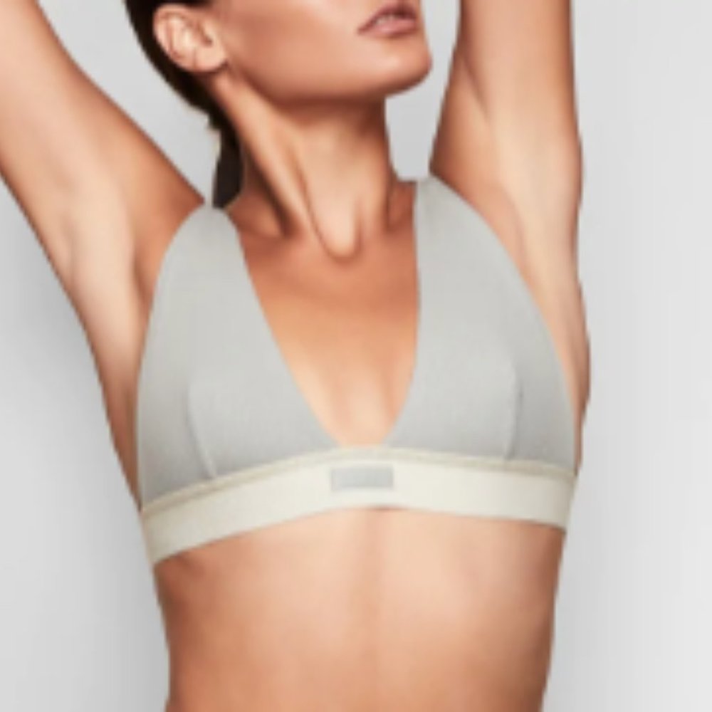 SKIMS (2-X, NWT- Mineral Color) Cotton Plunge Bralette SOLD OUT ONLINE